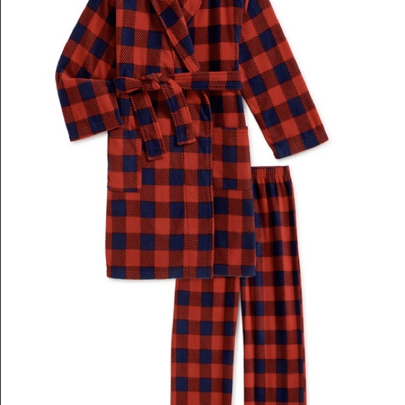 Nwt 6 7 robe pajamas 3pc skateboarding boys set christmas winter loungewear fall - Picture 9 of 9